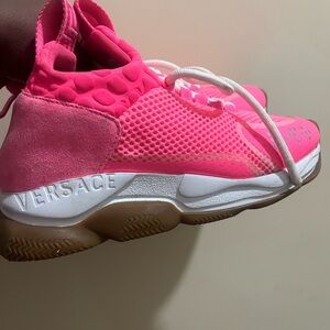 Versace Pink Sneakers with Modern Knit Design